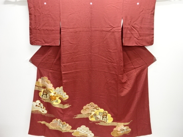 JAPANESE KIMONO / IRO-TOMESODE / GOSHO CART / TREE CREST 
